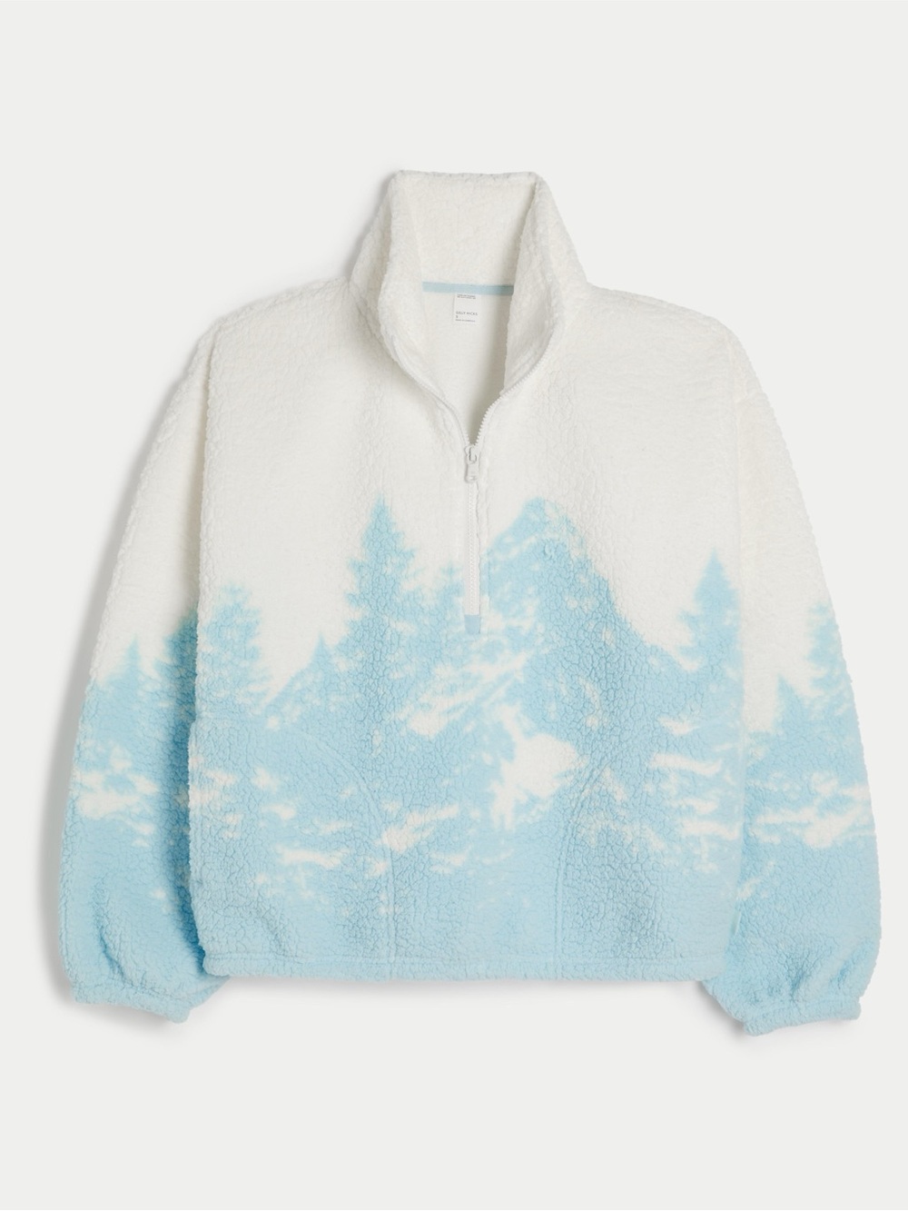 Gilly Hicks Blue & White Tie-Dye Sherpa Half-Zip Pullover Size M 40024